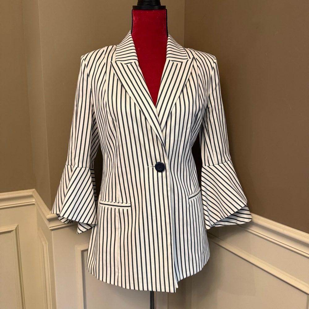 Cabi Striped Blazer with Flared Sleeves